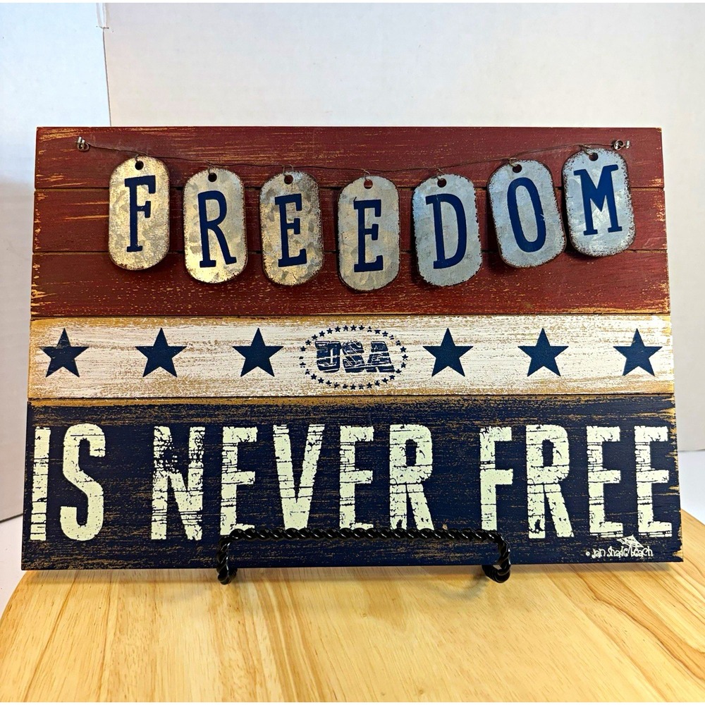 Hobby Lobby Freedom Is Never Free Patriotic USA MDF Wall Plaque Sign 5824289